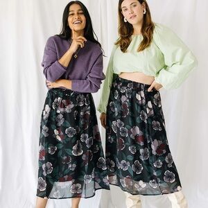 Sseko Black A-Line Midi Skirt for Work